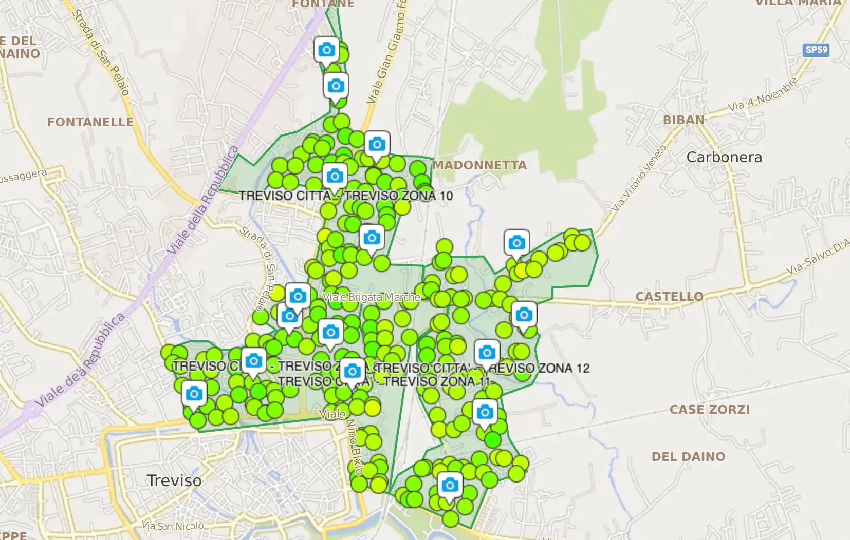 Mappa GPS geolocalizzazione distribuzione volantini – Treviso